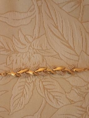 Gold Leaf Crystal Accent Bracelet - Women Jewelry